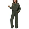 Conjunto Europeo y Americano para Mujer Otoño 2026 Top de Manga Larga con Cuello Redondo Pantalones Largos de Cintura Elástica Pierna Ancha Conjunto Casual