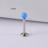 Cross-border Opal Lip Nail Aobao Round Bead Pequeno Ear Nail Ear Nail Aço Inoxidável Dente Interno Haste em Forma de T mini Anel de Brinco
