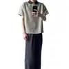 Camisa Polo Retro Americana de Espiga Manga Corta para Hombre Verano Bloque de Color Cuello de Solapa Camiseta Holgada de Media Manga