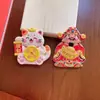 Estilo Chinês Deus da Riqueza Gato da Sorte Ímã de Geladeira de Metal Desenho Animado Fofo Magnético Criativo Personalizado Presente Decorativo Lembrança