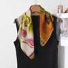 Pañuelo Cuadrado de Algodón Estilo Pintura al Óleo con Estampado de Arte Vintage, Pañuelo de Seda Decorativo Suave y Versátil, Nuevo Pañuelo de Cuello de Moda para Mujer
