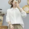 Camisa de manga larga de algodón de doble capa para mujer, exportación, alta calidad, suave, agradable para la piel, simple, versátil, camisa holgada