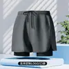 Shorts Esportivo, Soltinho, Comprimento de Cinco Pontos, Camada Dupla, Falso Duas Peças, Shorts para Natação e Corrida ao Ar Livre, Calça da Moda para Homens, Verão