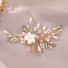 Accesorios para el Cabello Estilo Antiguo Dinastía Han, Peine de Aleación y Perlas Hecho a Mano, Peine para el Cabello Xiuhe Cheongsam, Elegante Vestido de Novia, Tocado de Novia