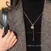 Colar Girassol com Pedra Olho de Tigre para Mulheres, Outono e Inverno, Estilo Vintage, Corrente Longa para Suéter, Luxo Leve, Acessório de Alta Qualidade