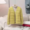 Chaqueta de plumón ligera para mujer, estilo corto, otoño e invierno 2025, capa interior ligera, cuello redondo, cálida, abrigo de talla grande