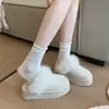 Pantuflas peludas de suela gruesa para mujer, nuevo estilo de invierno, piel y pelo integrados, punta cerrada, sin cordones, algodón para la nieve