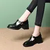 Sapatos Femininos Camélia Retrô 2026 Novo Outono Bico Quadrado Tira em T Mary Janes Sola Grossa Sapatos Únicos Sapatos Pequenos de Couro Femininos Para Usar Externamente