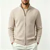 Cárdigan de cachemira con media cremallera para hombre, Nuevo Otoño/Invierno, Ajuste holgado, Casual de negocios, Chaqueta cárdigan de punto a rayas