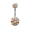 Joyería para Piercing de Ombligo de Acero Inoxidable Más Vendida de Amazon con Circonita de Colores y Gemas de Doble Cabeza para Mujeres