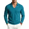 2026 Masculino Gola Lapela Decote V Manga Longa Tricô Liso Casual Pulôver Top