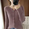 No Más Reposiciones============ Cárdigan de Cuello Redondo Top para Mujer Ajustado Camiseta Base Adelgazante Chaqueta de Punto Fino
