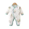 Mono Acolchado para Bebé Otoño/Invierno 40g Recién Nacido Algodón Puro Sin Etiquetas Ropa de Mariposa Manga Larga Engrosado Cálido Ropa de Monje
