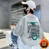 Moletons Masculinos Outono e Inverno Estilo Coreano 2025 Novo Estilo Gola Redonda Pulôveres Masculinos Tops de Manga Longa para Crianças Tamanho Médio e Grande