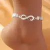 Europa e Estados Unidos mais vendidos tornozeleira infinita de diamante com 8 caracteres tornozeleira de liga simples retrô criativa estação independente tornozeleira transfronteiriça