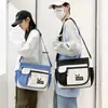 Bolso Cruzado Japonés y Coreano Sencillo de Bloques de Color para Hombre Negro con Múltiples Bolsillos Bolso de un Solo Hombro Estudiante Gran Capacidad Almacenamiento Juvenil Bolso Mensajero