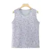 Camiseta sin mangas de algodón con hombros anchos para mujeres de mediana edad y mayores, Camiseta interior fina de algodón puro para el verano para la abuela