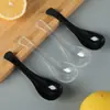 Colher Descartável Colher de Sopa de Plástico Espessado Colher para Embalagem de Levar Colher Transparente Preta Colher de Sobremesa Colher de Cabo Longo