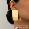 Un par de pendientes geométricos de moda con textura cuadrada de personalidad para el shooting callejero diario de mujeres