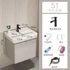 Set de gabinete para lavabo de baño estilo crema para espacios pequeños, lavabo cerámico integrado para uso doméstico