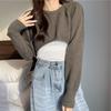 Malha feminina outono estilo coreano fino novo estilo overwear pullover manga comprida blusa preta solta top curto preto