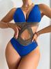 2025 Europa y Estados Unidos comercio exterior transfronterizo Amazon tendencia estampado cuello halter sexy bikini unido encaje aguas termales
