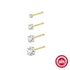 Nuevo Estilo Plata de Ley 925 Piercing Clásico Stud Individual de Diamante Cuatro Garras Anillo para Nariz, Popular en Europa y América, Piercing Corporal Personalizado Stud para Oreja