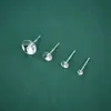 Pendientes de Plata de Ley S925 con Aguja para Perlas de Medio Agujero Pendientes Bandeja para Perlas Accesorios Hechos a Mano DIY Perla Adhesiva Plata Vacía