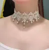 Accesorios Temáticos Oscuros para Adultos, Gargantilla de Encaje Negro, Joyería de Cristal, Cadena para Clavícula Hecha a Mano, Collar Peculiar para Cosplay