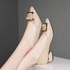Zapatos de Cuero Grueso de Tacón Bajo, Nuevo Estilo Otoño, Cuero Suave de Alta Calidad, Boca Baja, Zapatos Casuales de Caña Baja para Mujer, Zapatos de Suela Ultra Suave de Una Sola Pieza para Mujer