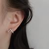 Exquisitos Pendientes Pequeños de Nudo de Diamantes Completos para Mujer Agujeros de Oreja Placa de Mosquito Clip para la Oreja Elegantes Simples Combinan con Todo Aretes Accesorios para la Oreja Modernos