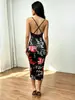 Nuevo producto europeo y americano de Amazon: Vestido sin mangas de cuello halter, vestido bodycon sexy ajustado con estampado, falda de longitud media