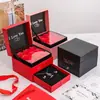 Caixa de Presente Flor Rosa de Camada Dupla Caixa de Presente para Batom Colar Flor Eterna Caixa de Joias Caixa de Embalagem de Aniversário Caixa de Joias