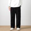 Calça Reta Masculina Nova de Primavera Nova Estilo Chinês Veludo Vertical Dosagem Solta Corte Tridimensional Reta Casual