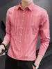 Camisa de manga larga a rayas, camisa de moda para hombre de primavera y otoño, nuevo top casual estilo coreano, prenda de abrigo para hombre