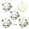 Acessórios de Joia de Liga para Pingente de Brinco de Pulseira com Pingente de Zíper de Animal Panda de Desenho Animado Bambu Gotejamento de Óleo W222