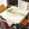 Toalha de mesa de PVC à prova d'água, à prova de óleo, lavável e resistente ao calor, com estampa de plantas e flores, modelo 2025 novo, luxo leve, toalha de mesa de jantar de alta qualidade