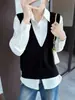 Chaleco Tejido de Lana Pura con Cuello en V Profundo, Nuevo para Otoño/Invierno 2026, para Mujer, Color Sólido, Sin Mangas, Ajuste Holgado, Chaleco Pulóver para Superponer