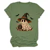 Amazon eBay Estación Europea Halloween Nueva Moda Divertida para Mujer Bruja Fantasma Murciélago Cuello Redondo Manga Corta Camiseta