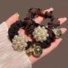 Luxo Leve Liga Strass Vazado Laço Anel de Cabelo Faixa de Cabelo Elegante Estilo Francês Anel de Cabelo Grande Laço Rabo de Cavalo Bola de Cabelo Tendão de Borracha