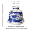 Jarrón de Porcelana Azul y Blanco, Simple y Moderno, Pintado a Mano, Estilo Ins de Alta Gama, Arreglo Floral para Sala de Estar, Decoración Suave de Lujo Ligero, Recipiente Decorativo para Flores de Mesa