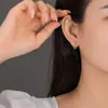 Pendientes de Cadena Geométrica de Plata de Ley S925 Simples Hip-Hop Europeos y Americanos Elegantes de Moda con Recorte Torcido Pendientes Versátiles
