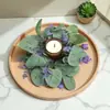 1 Pieza Corona Rústica de Eucalipto Morado Artificial con Vegetación Falsa Corona de Puerta Estilo Granja para Primavera Verano, Decoración de Puerta Principal para Todo el Año, Flores Artificiales para Interiores Exteriores para Hogar Pared Cocina Sala de Estar Porche