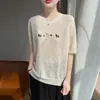 Camiseta de mujer de verano nuevo estilo, resistente, cuello redondo, lino de bambú, manga corta, bordado de poni, corte holgado, fina, moderna, simple, transfronteriza