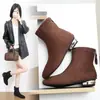 Botines retro para mujer, estilo Martin, con tacón grueso, de gamuza, colección otoño/invierno 2026, forro polar, corte ajustado, piel suave