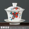 Tigela de Cobertura de Porcelana Branca Tigela de Chá Kung Fu Simples com Tampa Tigela de Cobertura de Três Tampas Cerâmica Dehua Doméstico Feito à Mão Chá Chá Conjunto de Chá Atacado