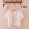 Chal Exterior de Manga Corta Versátil de Verano para Mujer, Ropa de Abrigo Fina de Verano, Tejido de Encaje, Ropa de Abrigo con Cintura Recortada, Top Corto