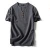 Camiseta de manga corta de lino japonés de verano para hombre, camiseta fina de media manga de algodón y lino de talla grande, venta al por mayor, directa de fábrica