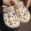 Lindo traje de flor para zapatos de agujeros de dibujos animados, pantuflas, accesorios DIY, gato, monstruo, color macarrón, hebilla de zapato removible
