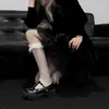 Calcetines de Encaje Blanco Hasta la Pantorrilla Medias de Mujer Verano Lolita Calcetines de Felpa Lolita Calcetines de Media Pantorrilla Medias JK